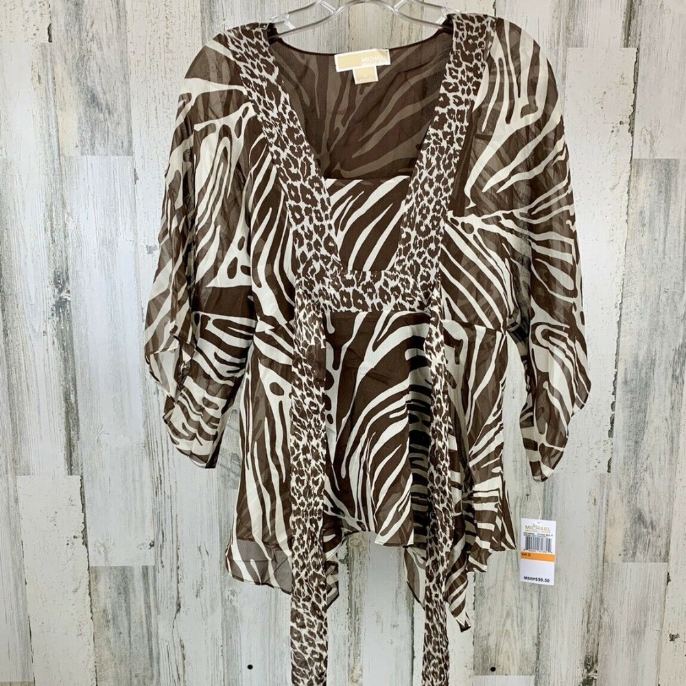 Michael Kors Sheer Stone Multi Top Size S NWT